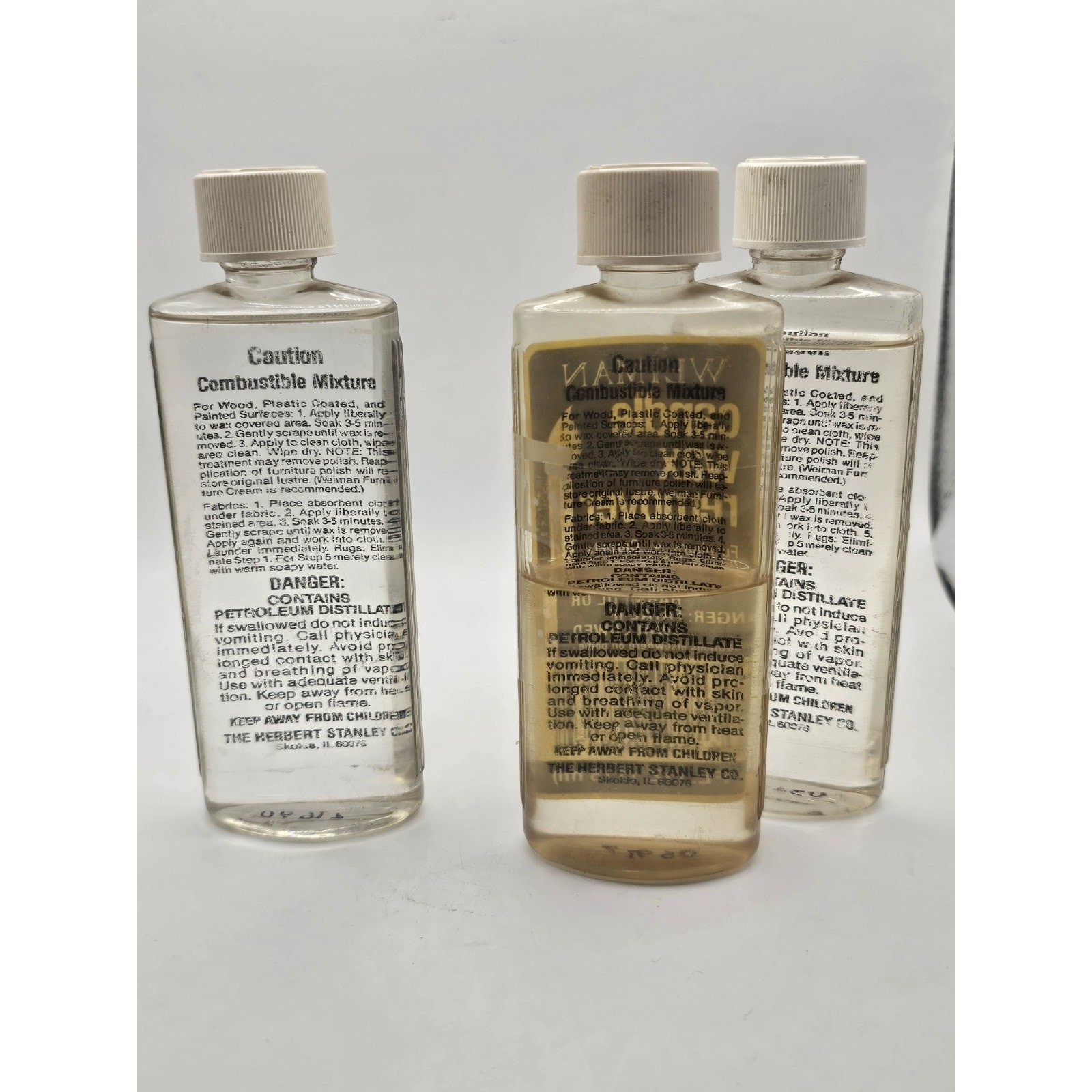 USED 3 Bottles Discountinued Vintage Weiman Candle Wax Remover 4 fl oz RARE