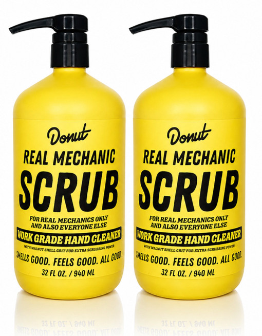 Donut Mechanic Hand Scrub Cleaner 32oz Pump Heavy Duty Grease Soap 2 Pack