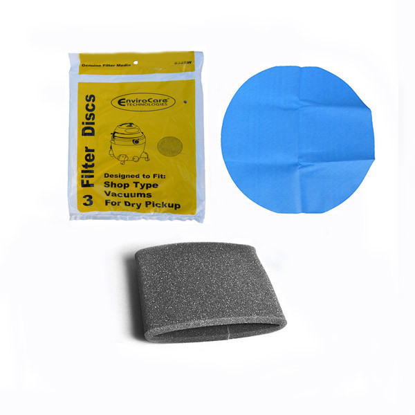 Fits For Shop Vac Reuseable Dry Filter W/3 Filter & Foam 5015, 3332.5A, 3150, 20