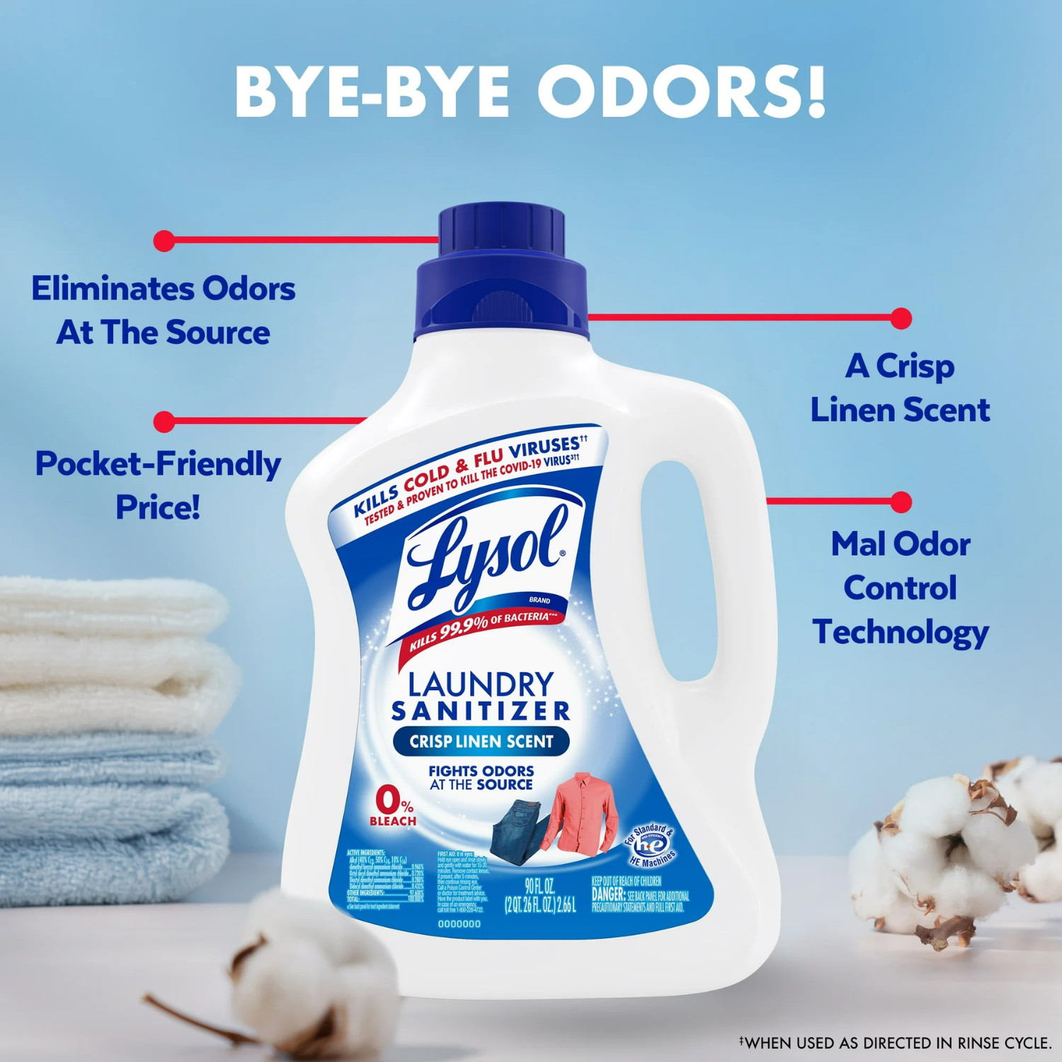 (2 pack) LYSOL Laundry Sanitizer 90 -fl oz Crisp Linen Fabric Deodorizer
