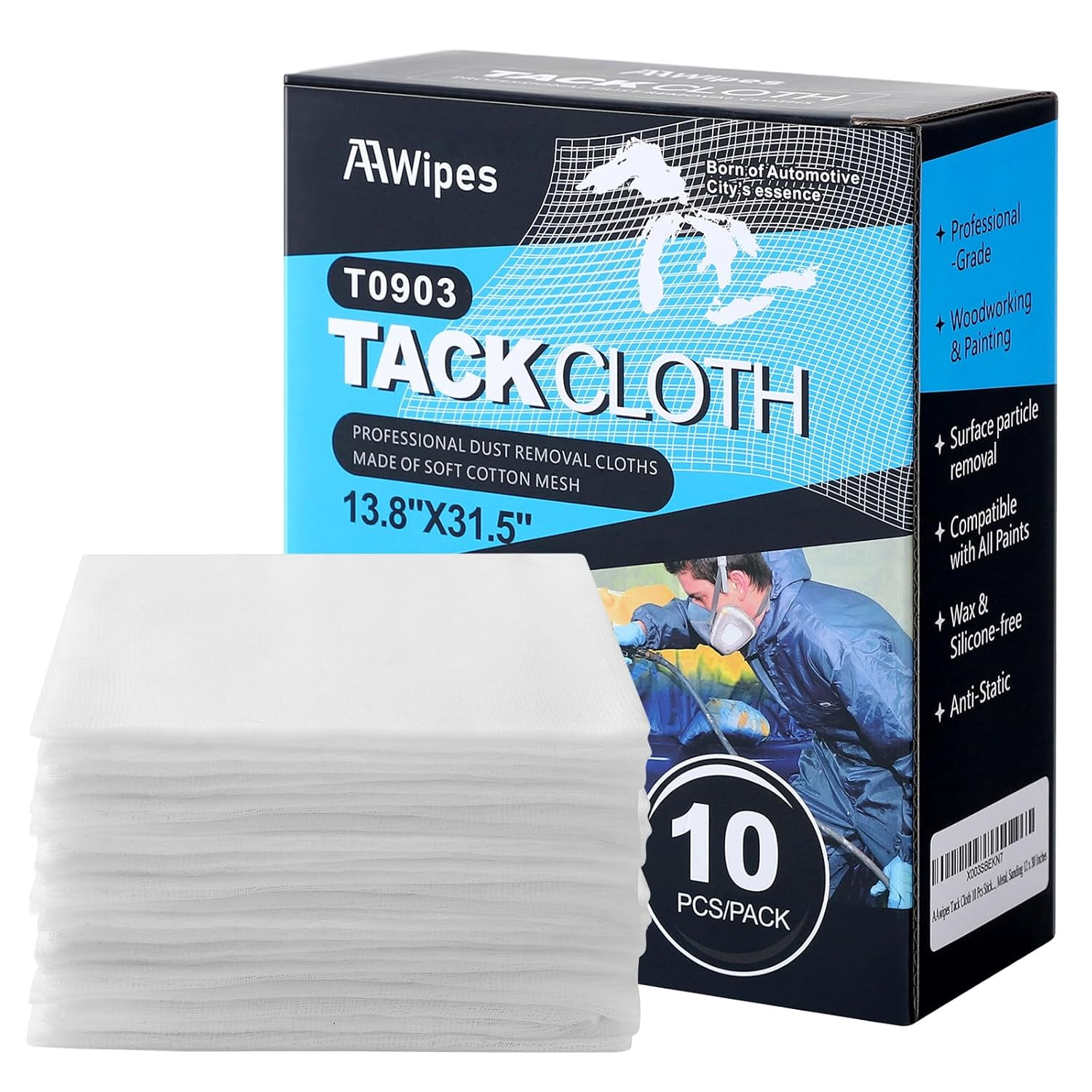 Tack Cloth for Painting (White, 13.8″X31.5″, 10 Pcs) Tac Cloths for Removing Dus