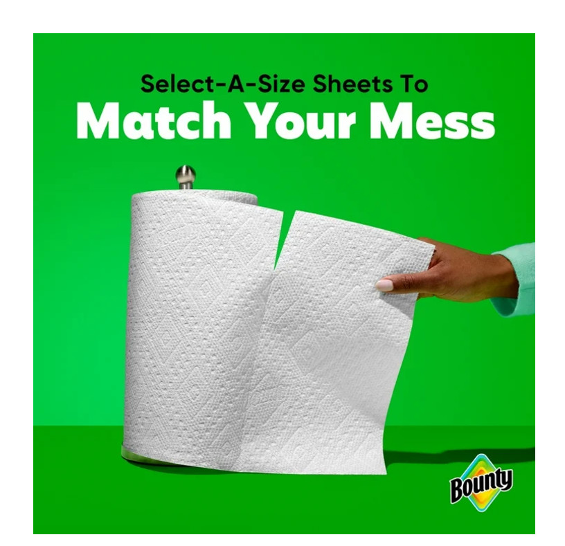 Bounty Select-A-Size Paper Towels, White, 12 Double Rolls = 24 Regular Rolls