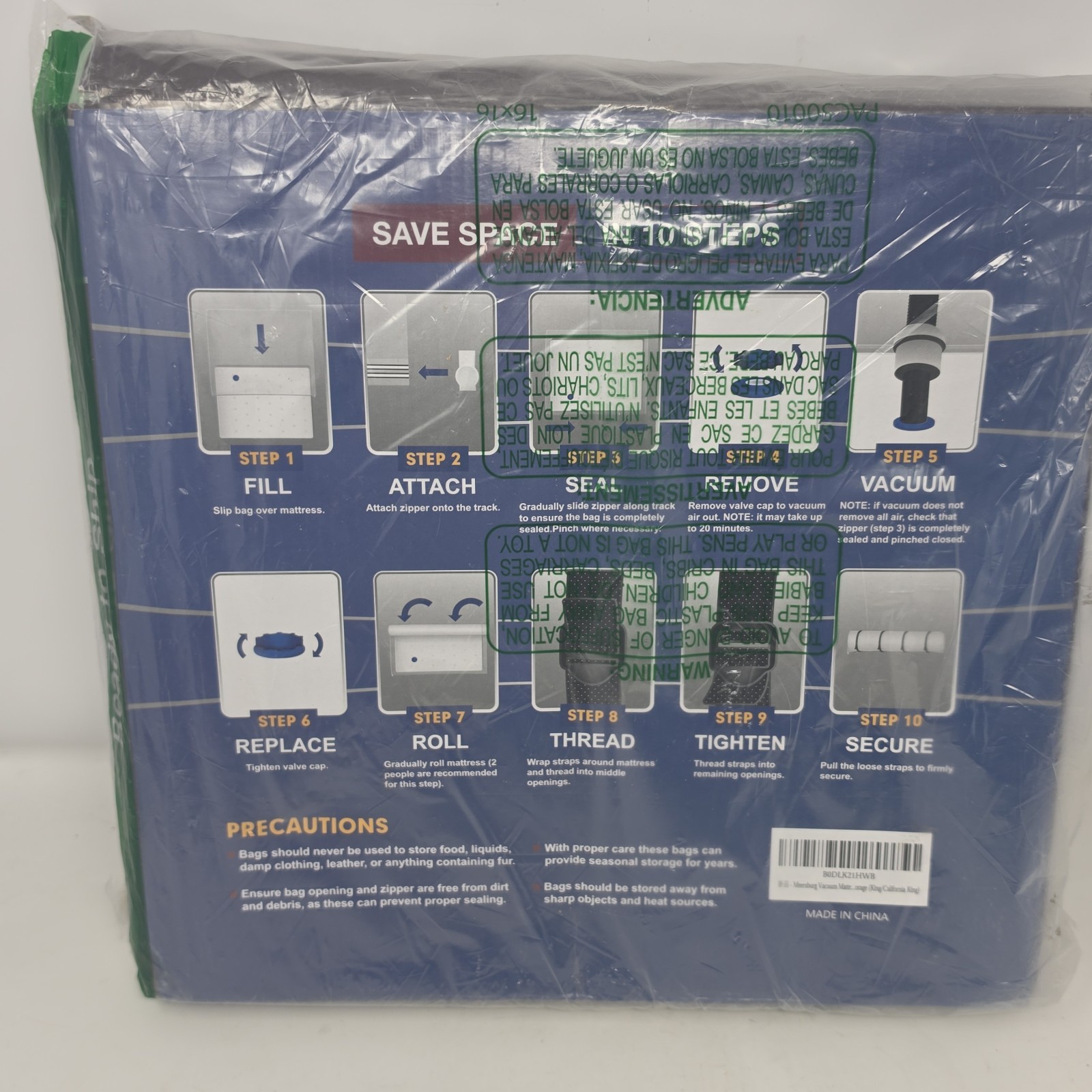 King/Cal-King Foam Mattress Vacuum Bag for Moving, Storage, Vacuum Seal Mattress