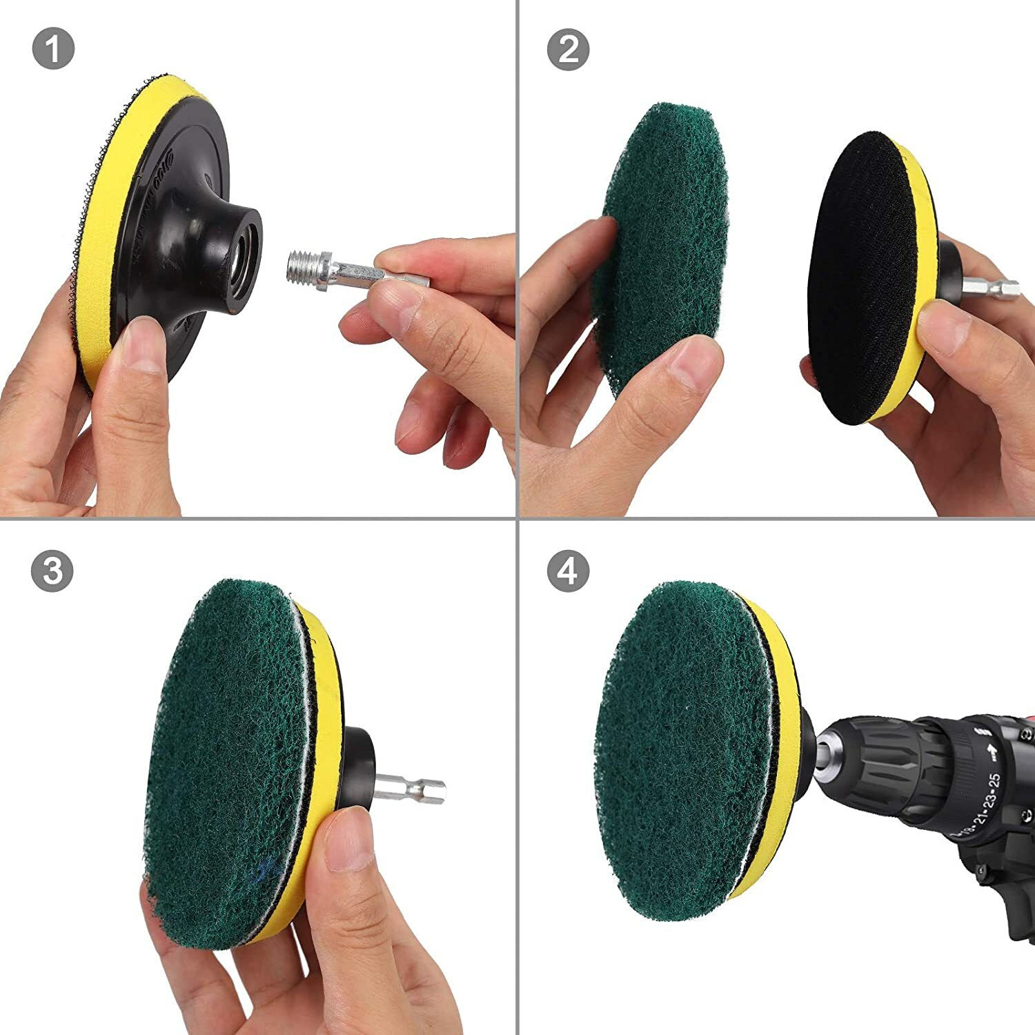 22 Pack Drill Brush Cleaning Kit Nylon Brushes & Scouring Pads for All Surfaces