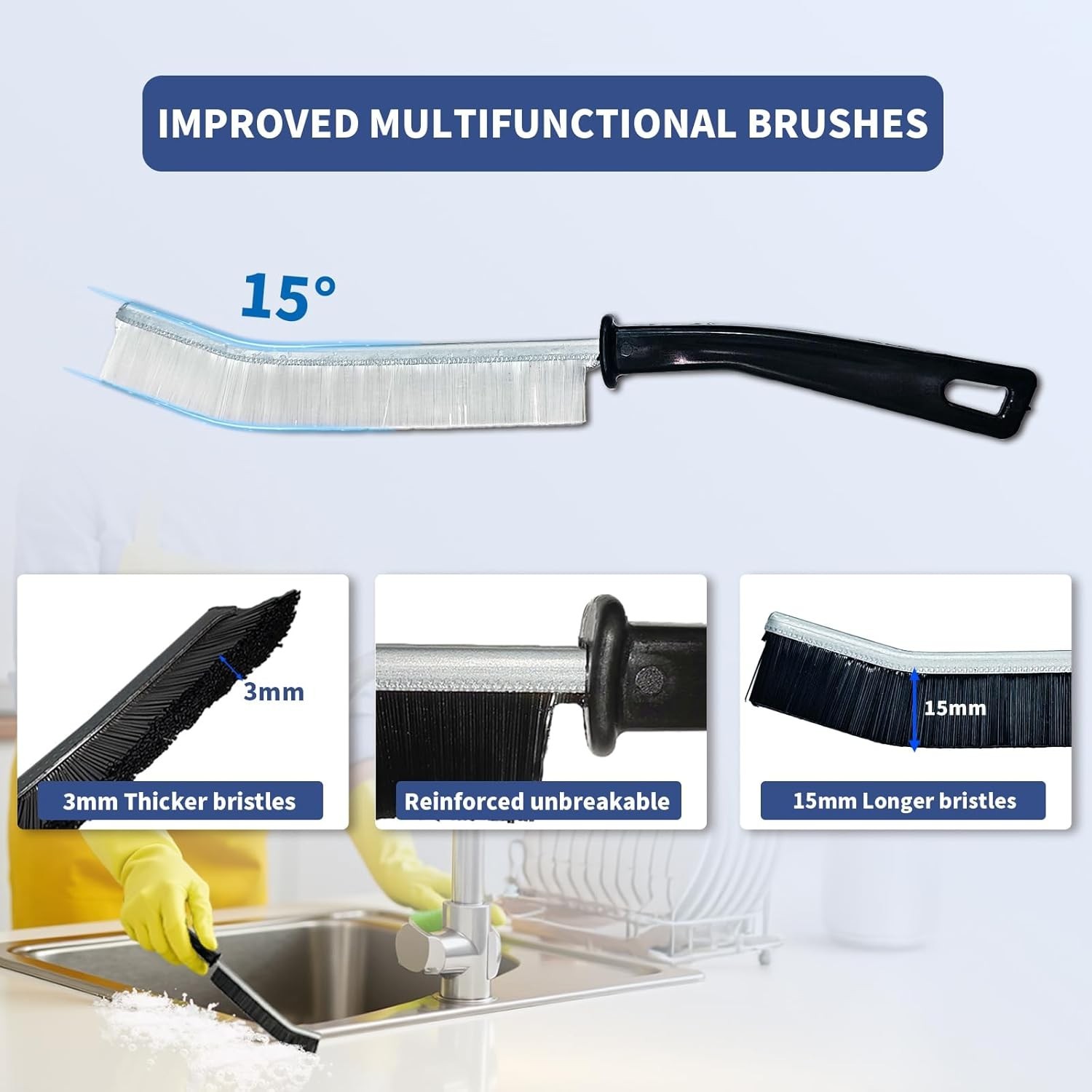 Crevice Cleaning Brush, Hard-Bristled Gap Scrub Brush, Toilet Gap Cleaning Br…