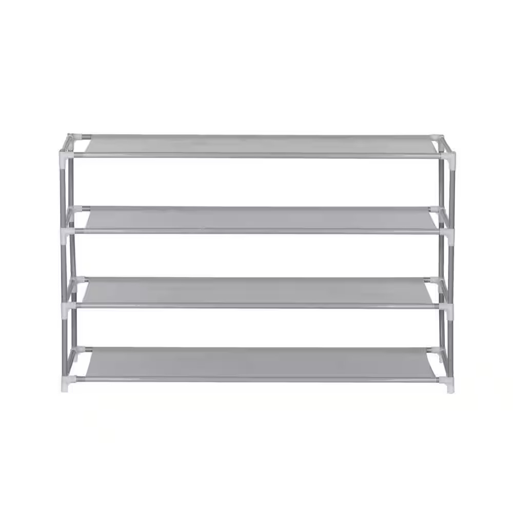 23 In. H X 29 In. W Space Saving 12-Pair Gray Stainless Steel Shoe Rack