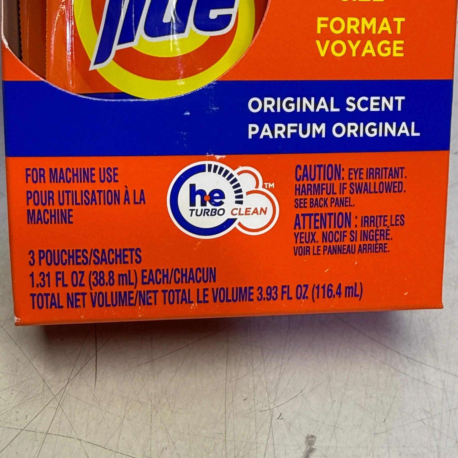 TIDE (2 PACK, 6 Total Pouches) Liquid Laundry Detergent Travel Size HE 1.31oz/ea