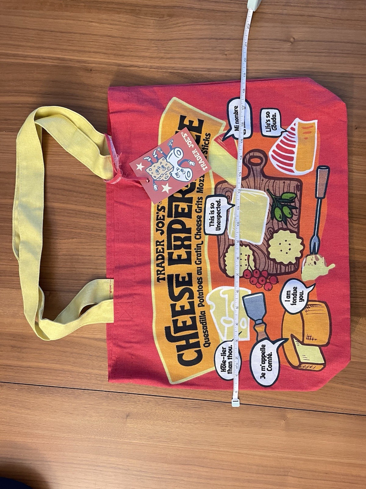 Trader Joe’s Cheese Experience Reusable Canvas Shopping Bag Red Yellow Pop Art