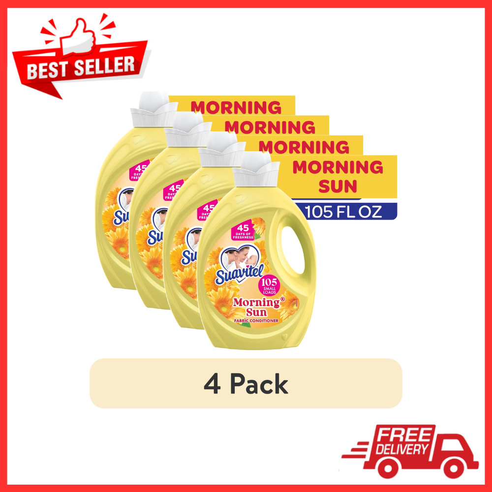 Suavitel Liquid Fabric Softener Conditioner, Morning Sun Scent, 105 oz, 4 Pack