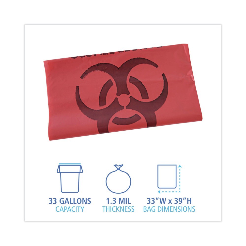 Boardwalk IW3339R Linear Low Density Trash Can Liners – Red (150/Carton) New