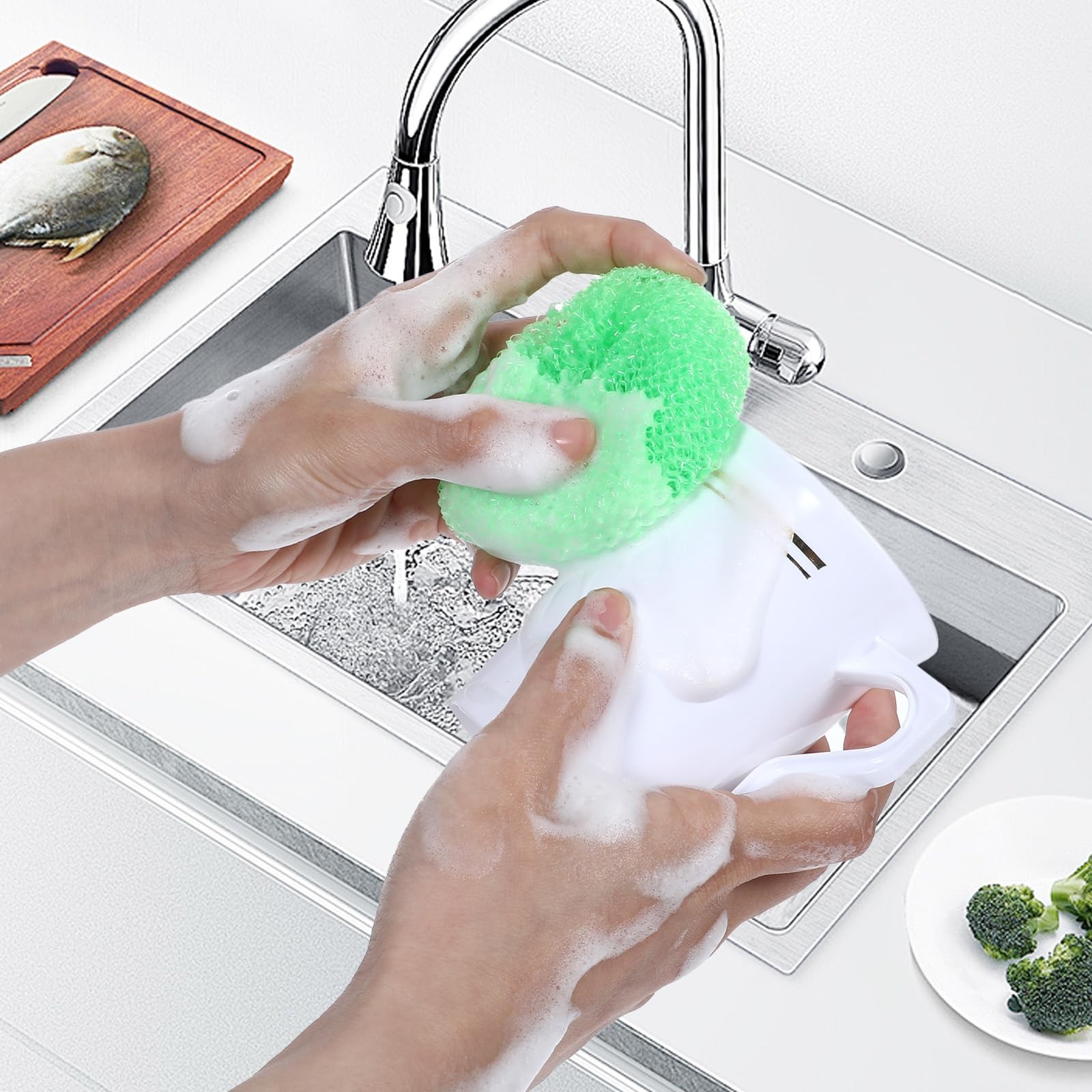 100 Pcs Plastic Scrubbers for Dishes, Round Pot Scrubbers for Kitchen Non Scr…