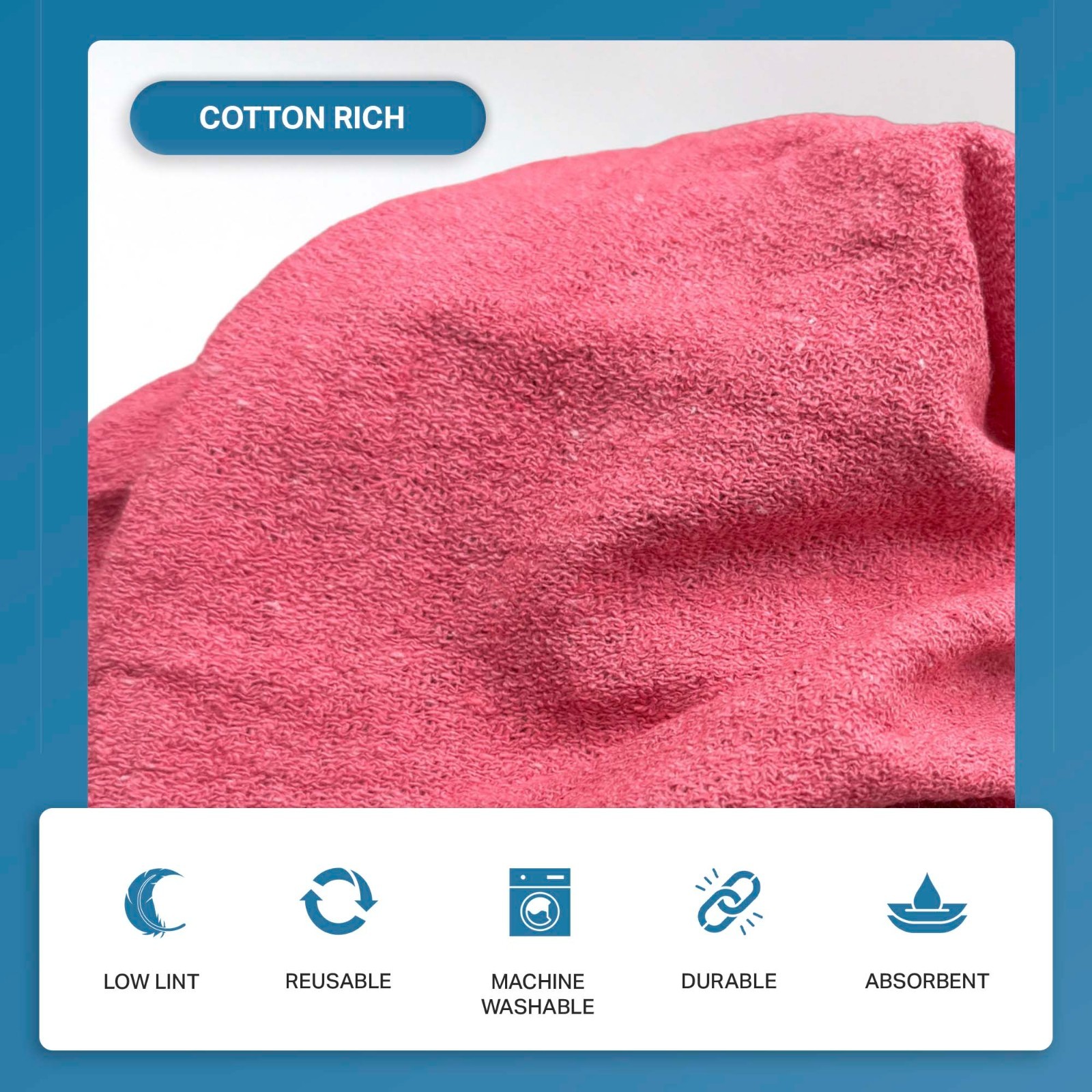 500 RED SHOP TOWELS / 14X14/ MECHANICS RAGS / OIL CHANGE / FREE SHIPPING / NEW