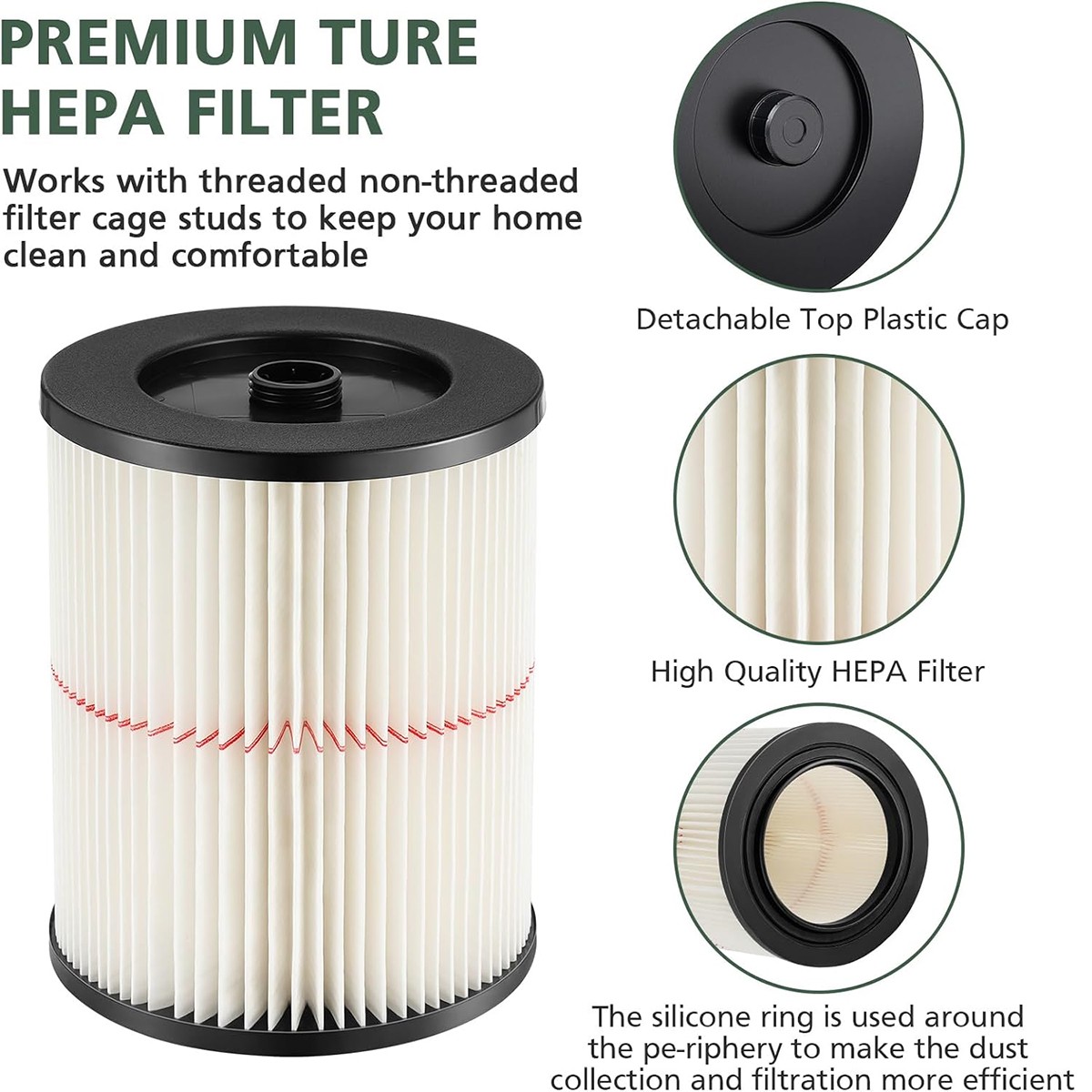 Replacement Shop Vac Filter for Sears Craftsman 5+ 6 8 12 gallon Wet Dry Vac