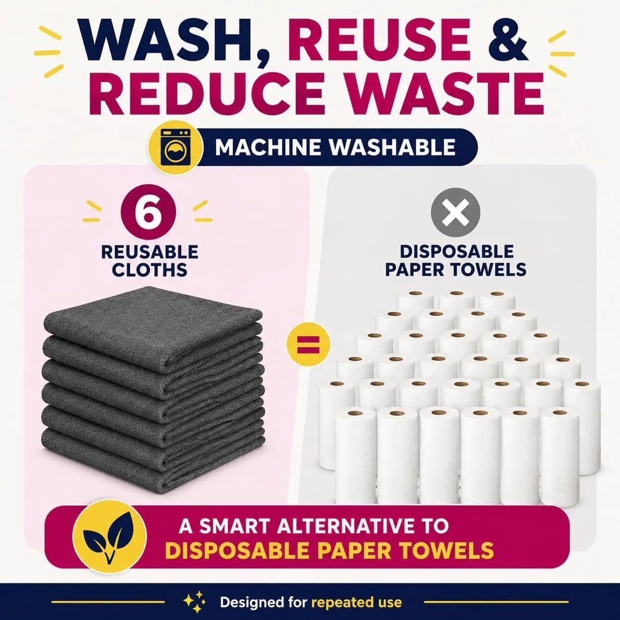 6 Pack Genie Magic Cleaning Cloth Microfiber Cleaning Cloth Reusable 12x16inches
