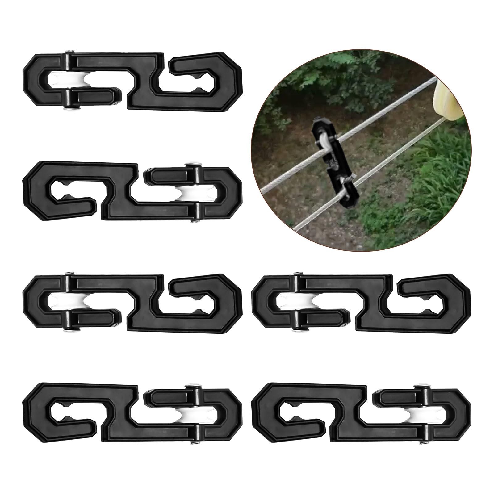 6 PCS Plastic Aluminum Clothesline Separator Spreader Pulley SShaped Kit