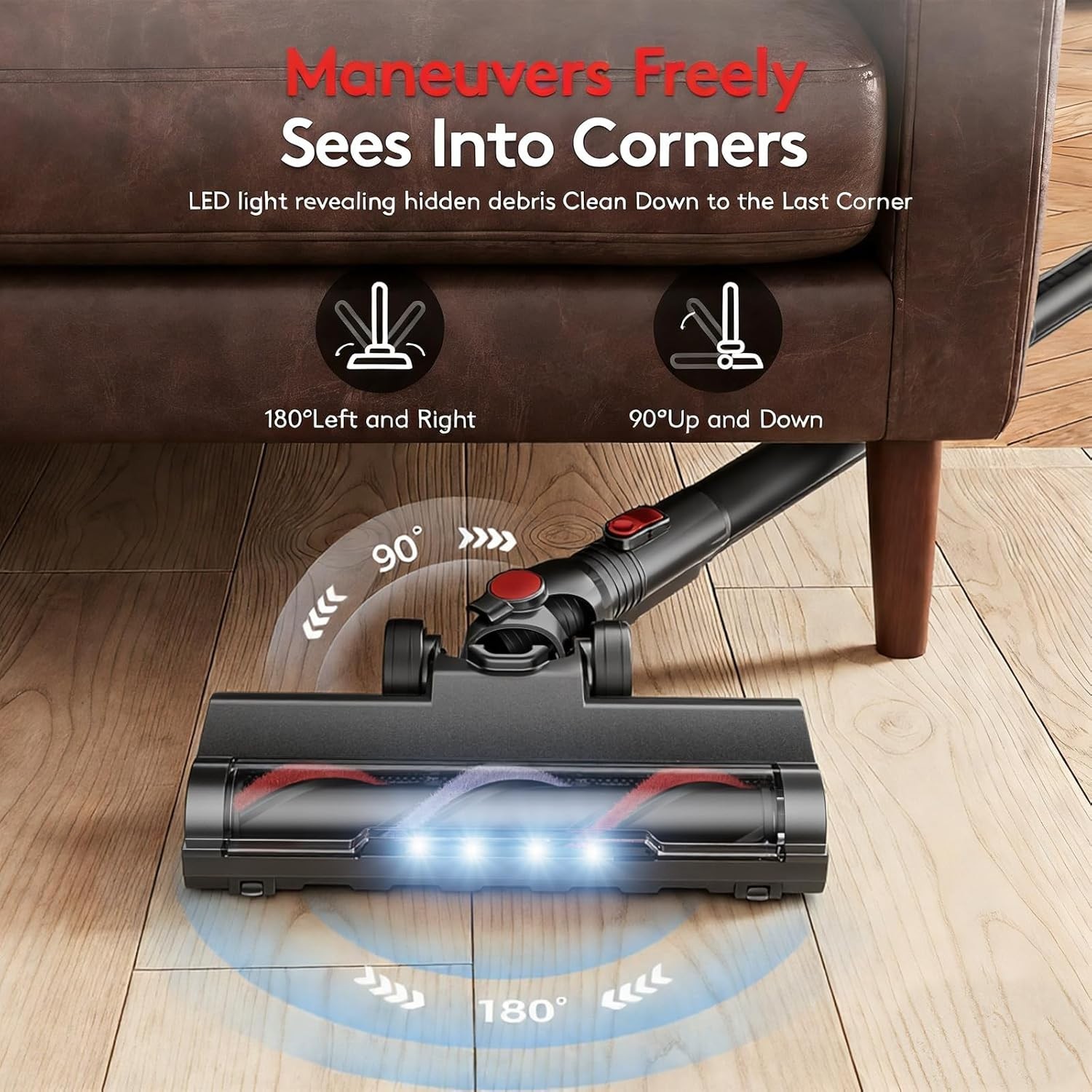 RONEAIR Cordless Vacuum Cleaner 40Kpa 45Min 6-in-1 Stick Vacuum Black Lightweig