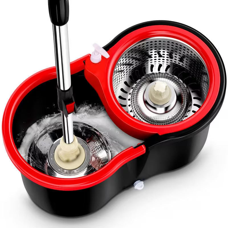 360° Spin Mop and Bucket with Wringer Set Spinning Mop System 4 Mop Refill