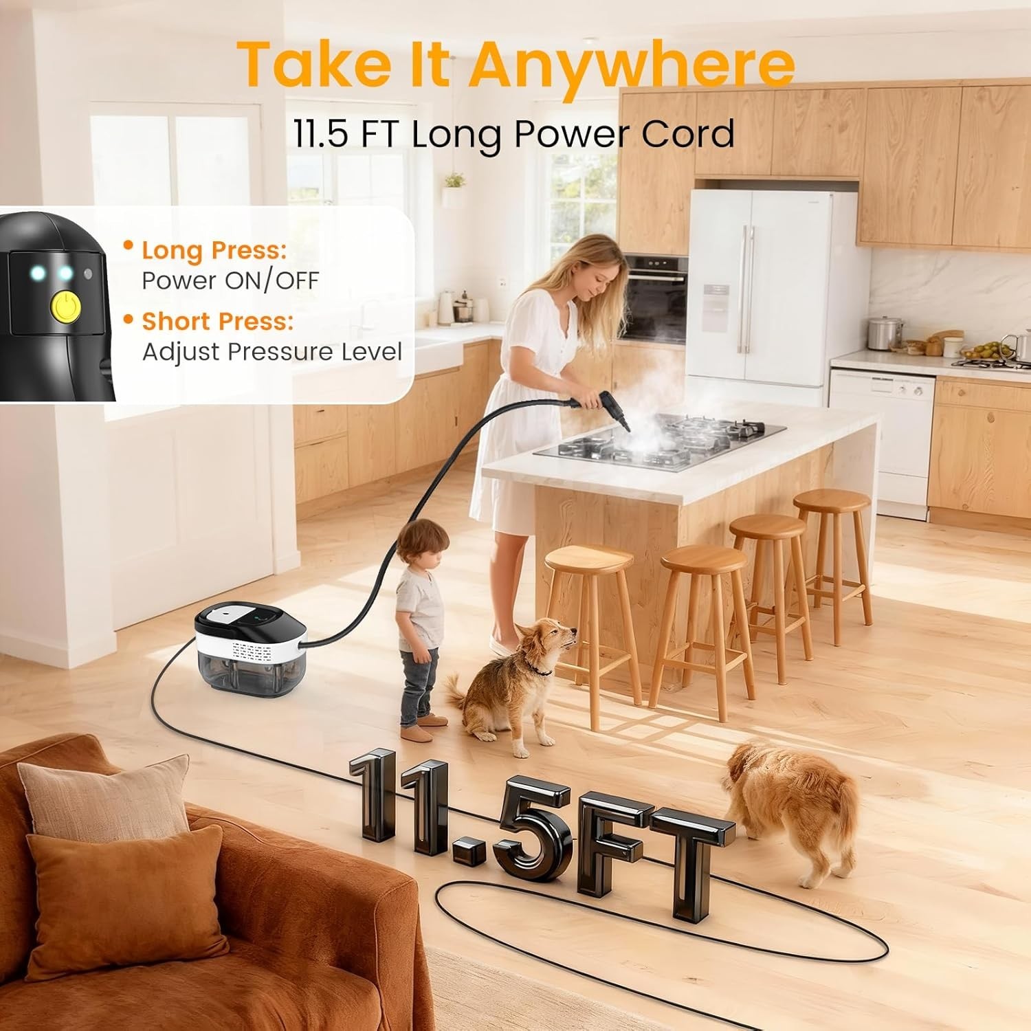 Steam Cleaner Handheld 1.6L 2500W Multi Surface Car Home Tile Floor