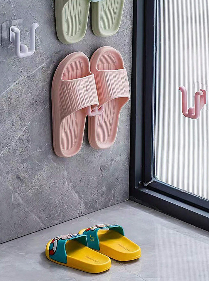 1 pc Wall-Mounted Self-Adhesive Bathroom Slipper Rack for Indoor Use–Space Saver