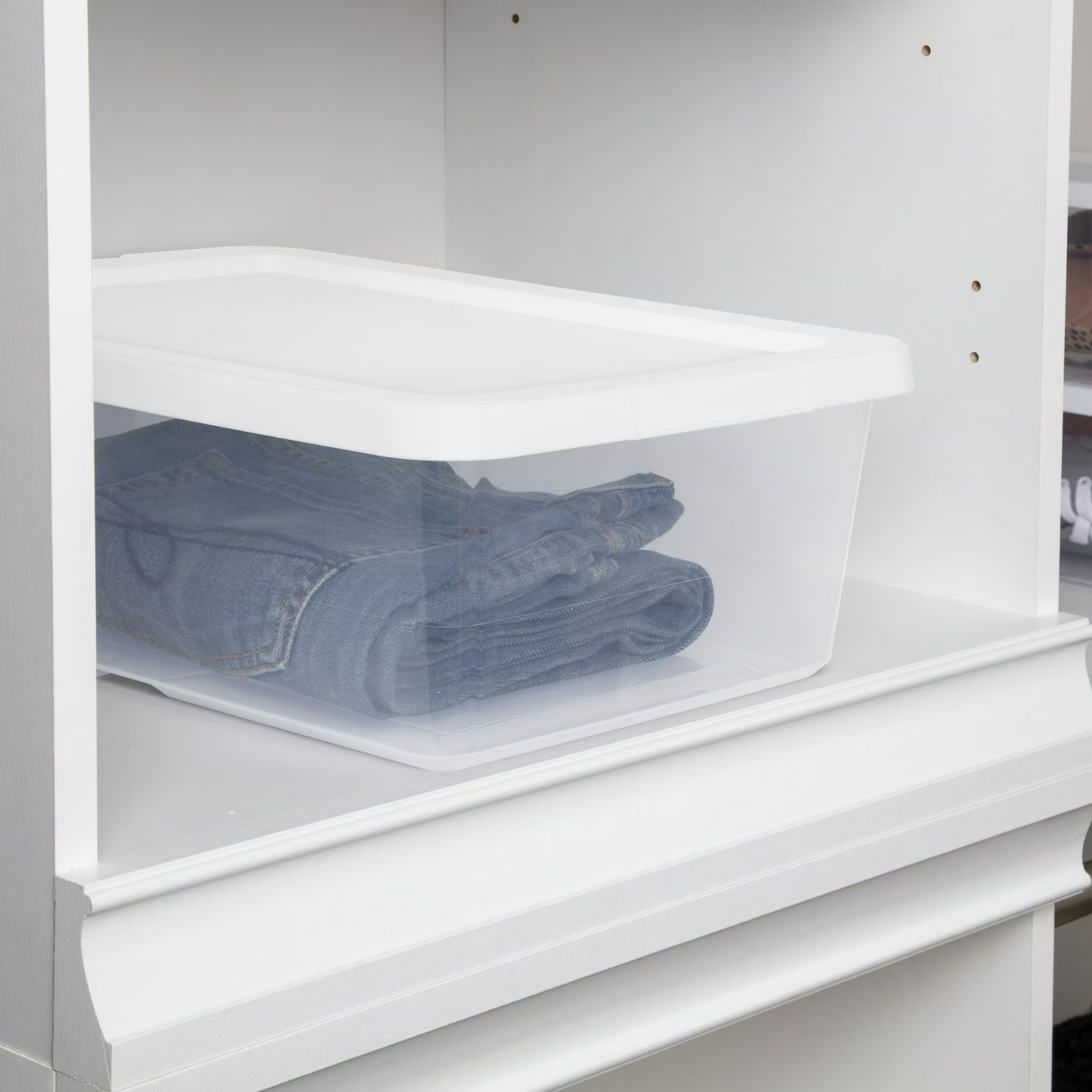 Sterilite 12 Qt Storage Box, White Plastic Lidded Container Organizer, 15 Pack