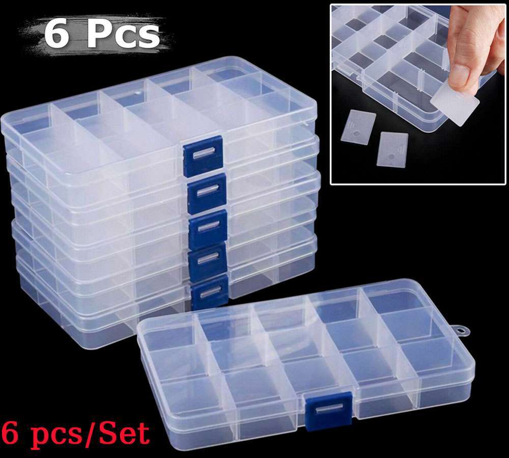 6Pcs Set Small Plastic Storage Container Boxes Box DIY Coin Screw Jewelry Travel