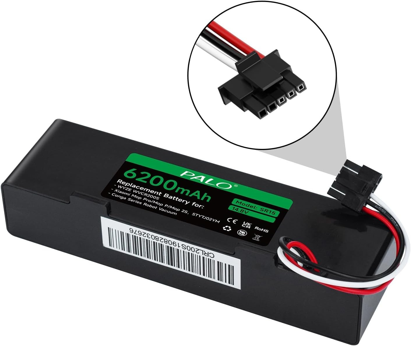 6200mAh Replacement Battery Compatible with Wyze Robot Vacuum Xiaomi Mop Haier