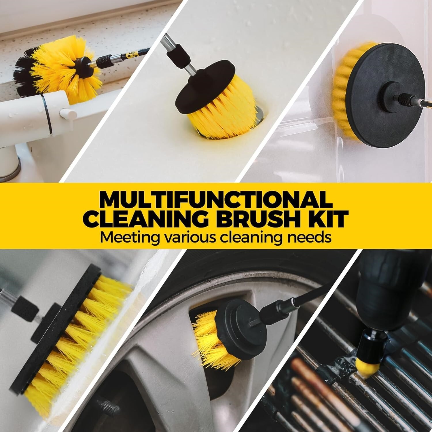 20Pcs Drill Brush Car Detailing Kit with Extend Attachment Soft Bristle Power US