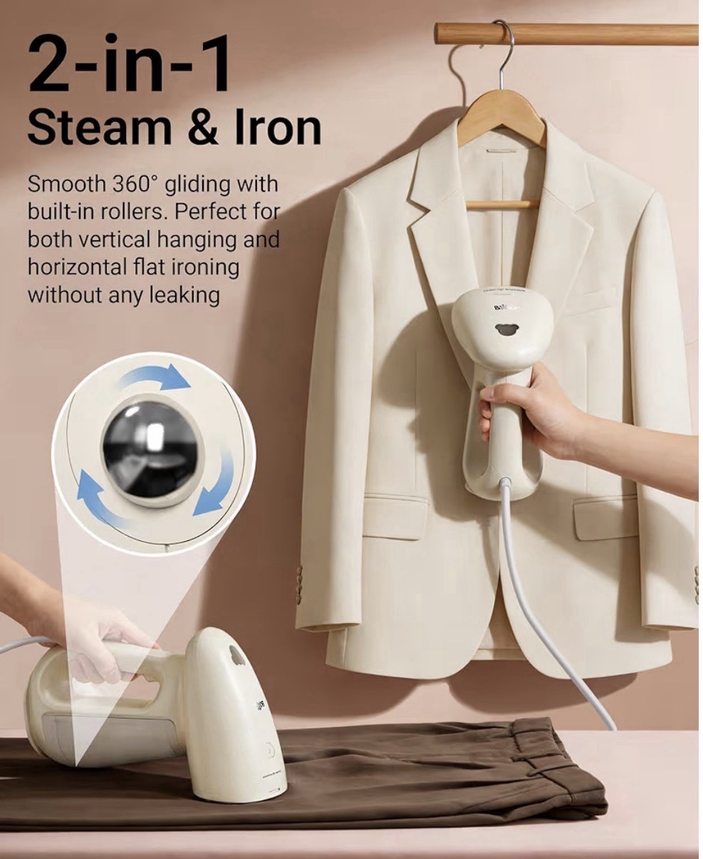 Bear Steamer for Clothes, Handheld Clothes Steamer,1300W Strong Power Garment St