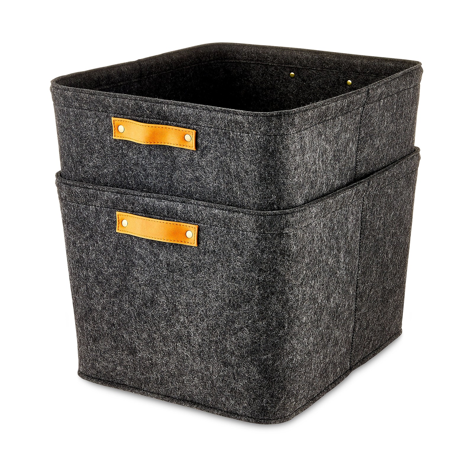 (3 pack Medium Gray Felt Decorative Storage Basket 15 in x 11.02 in x 7.87 in