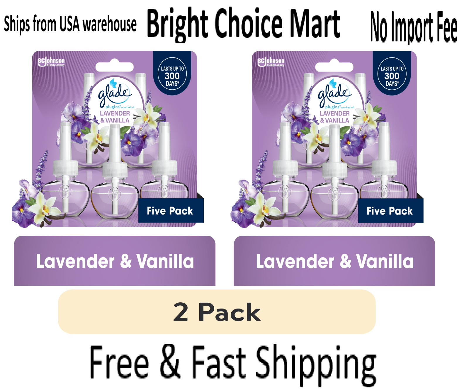 Glade PlugIns Scented Oil 5 Refills Each, Air Freshener, 3.35 FL oz-Pack of 2