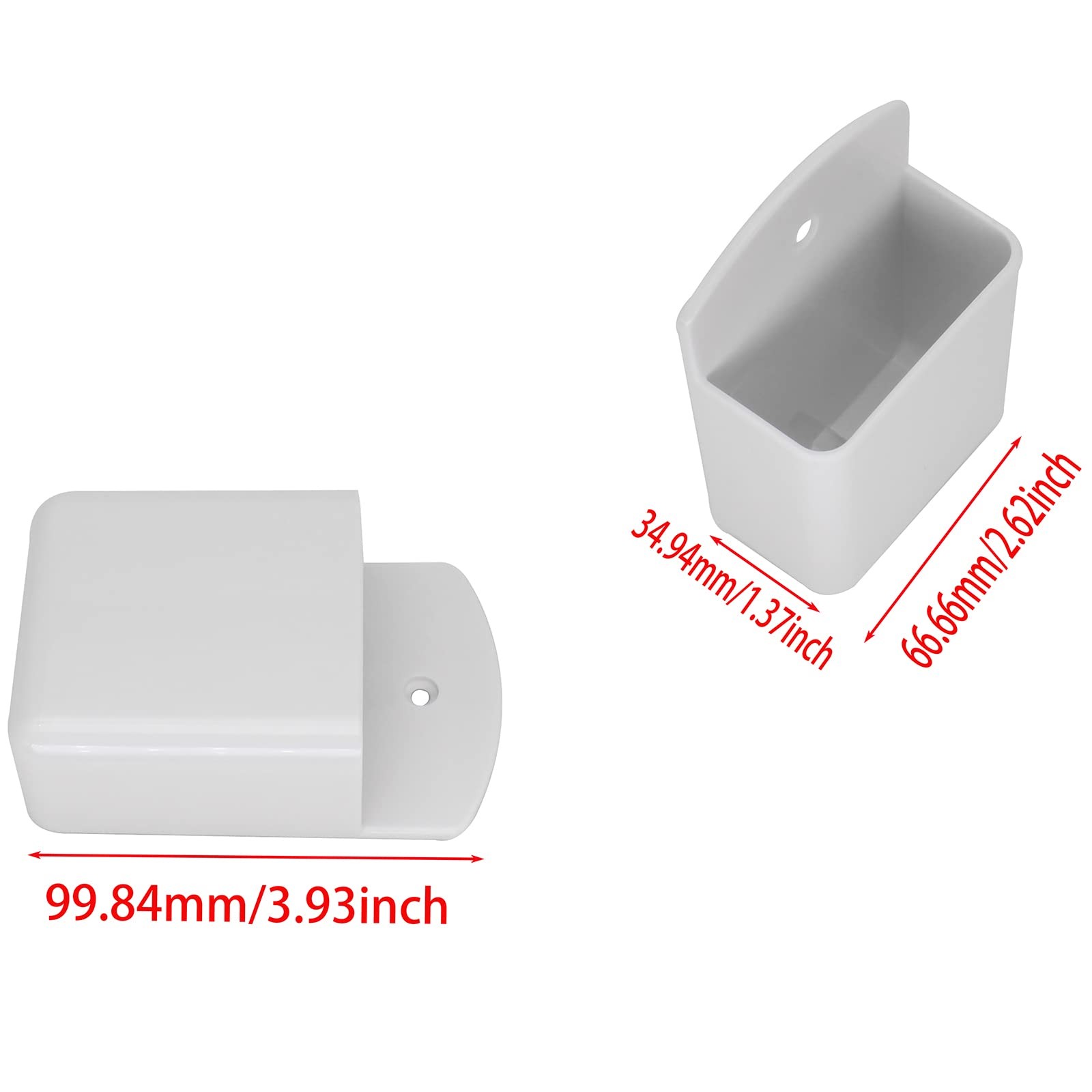 2 PCS Wall Mount Remote Control Storage Boxes Adhesive White