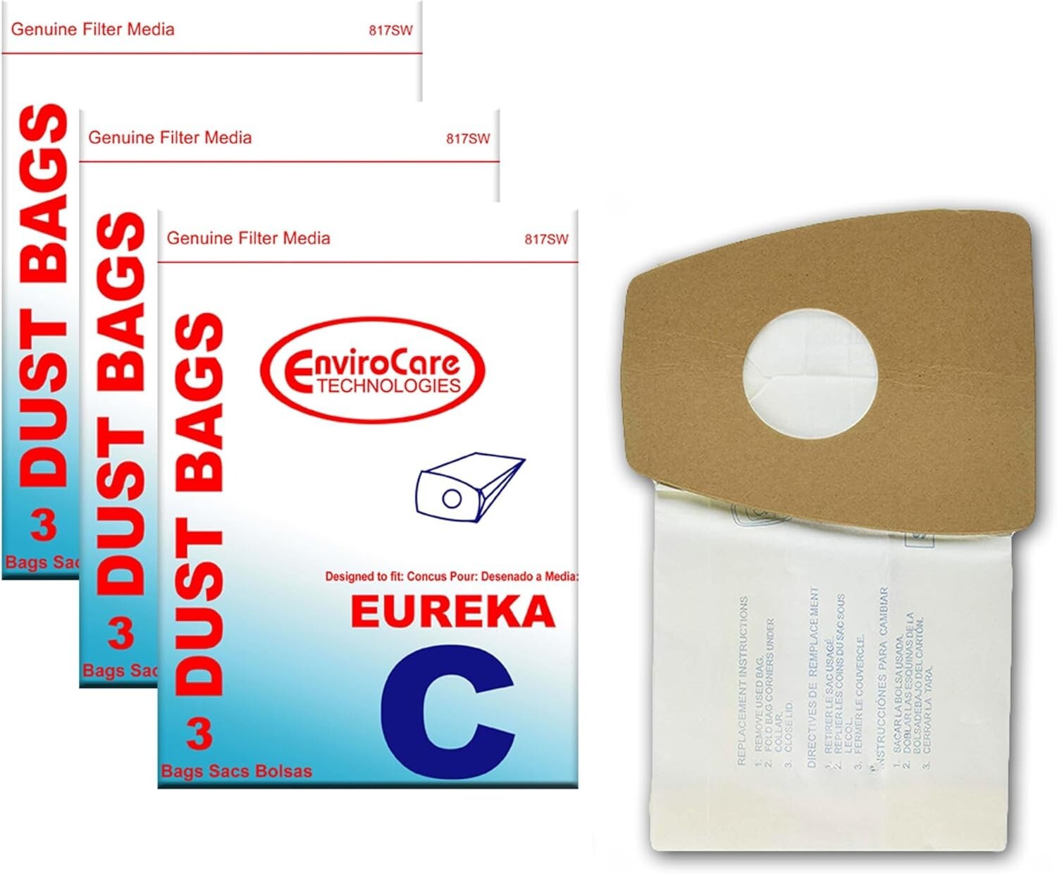 EnviroCare Vacuum Cleaner Dust Bags fit Eureka Type C 9 Bags