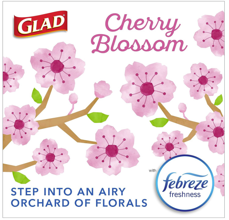 Glad OdorShield Small Drawstring Trash Bags, 4 Gallon, 34 Count – Febreze Cherry