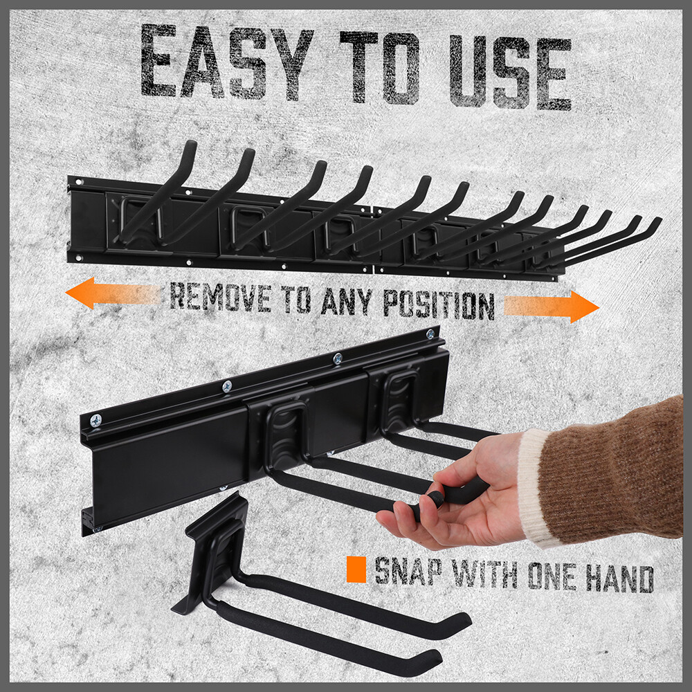 Garage Tool Organization 9pc Double Hooks Holder 64″ Utility Rack Wall Mount