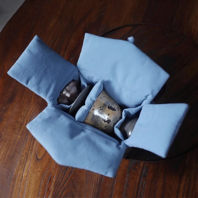 18cm Exquisitely Vintage Chinese Tea Set Storage Bag Thickened Shockproof Pouch