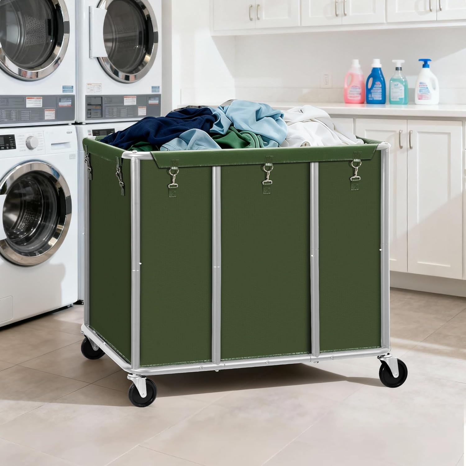Commercial Laundry Cart with Lockable Wheels, Large 420L Industrial