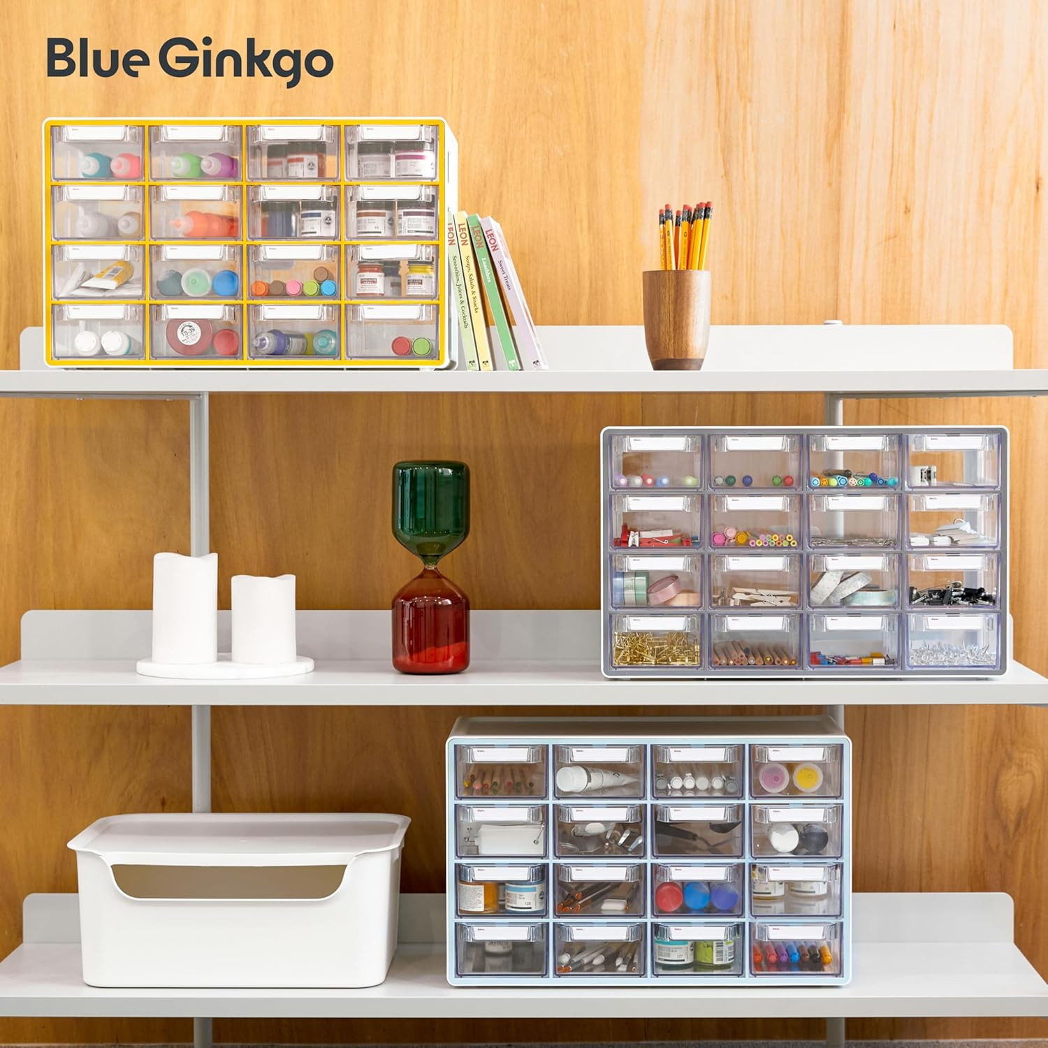 Medium 16-Drawer Cabinet – Stackable Clear Organizer for Hardware, Beads, Plasti