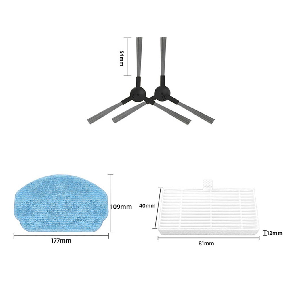 Filter Brush Mop Pads Replace For MAMNV BR150 BR151 2-In-1 Robot Vacuum Cleaner