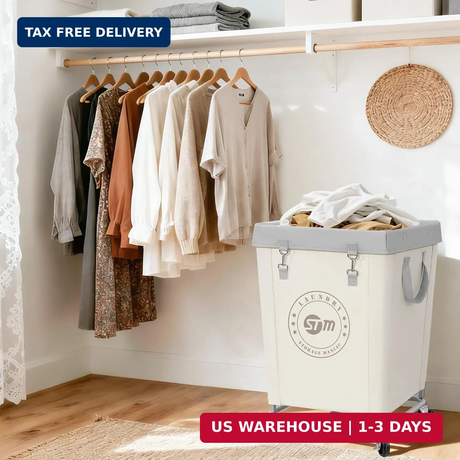Commercial Laundry Hamper with Heavy Duty Steel Frame, 160 L Industrial Laundry
