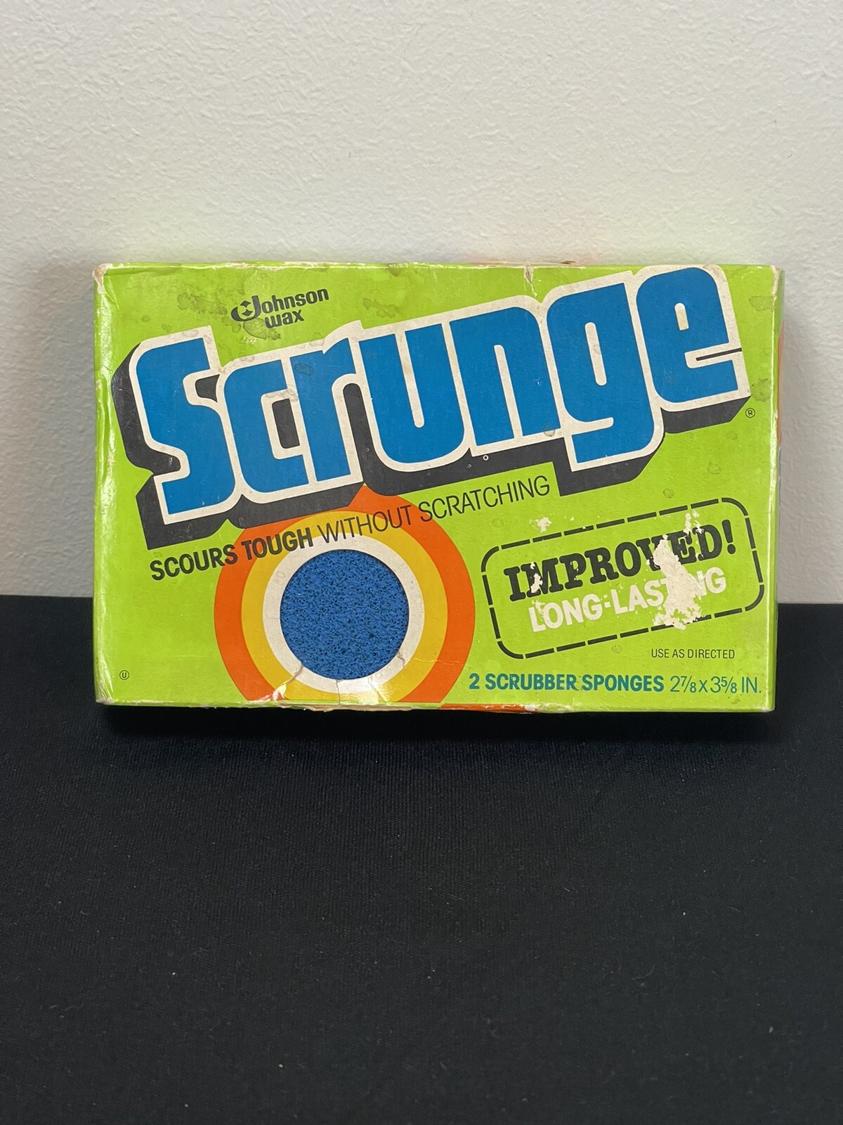 Vintage Scrunge Scrubbing Scrubber Scouring Cleaning Cookware Sponge 2 Pack NOS