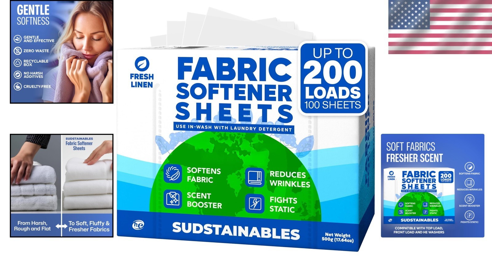 Mess-Free Soft Fabric Softener Sheets for Hassle-Free Laundry – 200 Loads