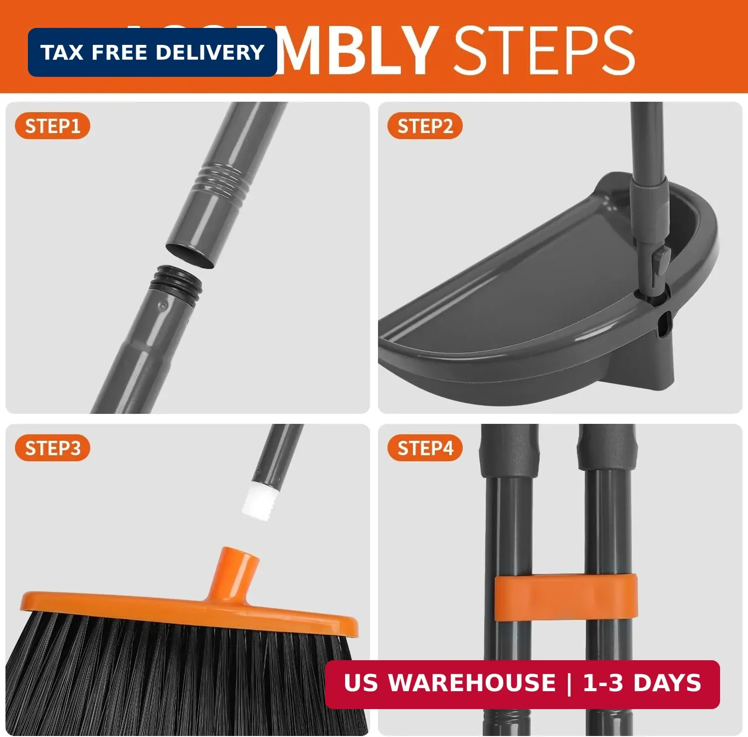 Long Handle Broom with Dustpan Combo Set for Office Home Kitchen Lobby Floor Cle