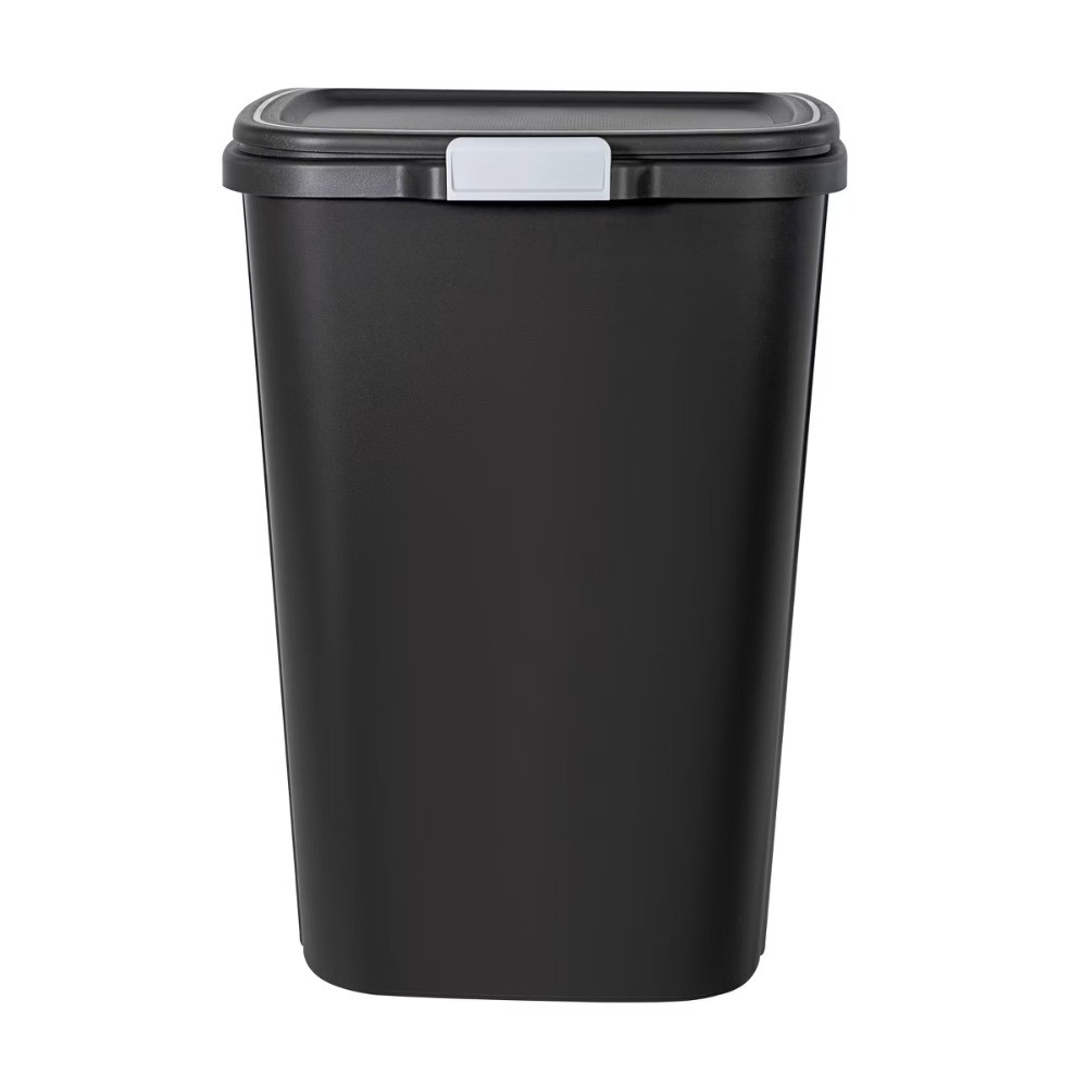 13gal Odor Block Trash Can Black:Kitchen Touch-Top Garbage Can,Tight-Fitting Lid