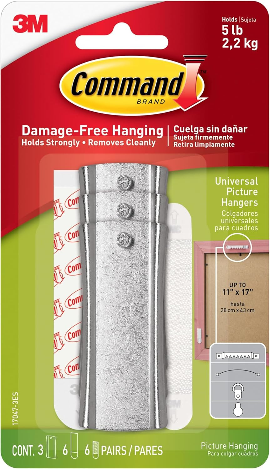 Command 5 Lb Universal Picture Hanger, 3 Frame Hangers, 6 Command Strips and …