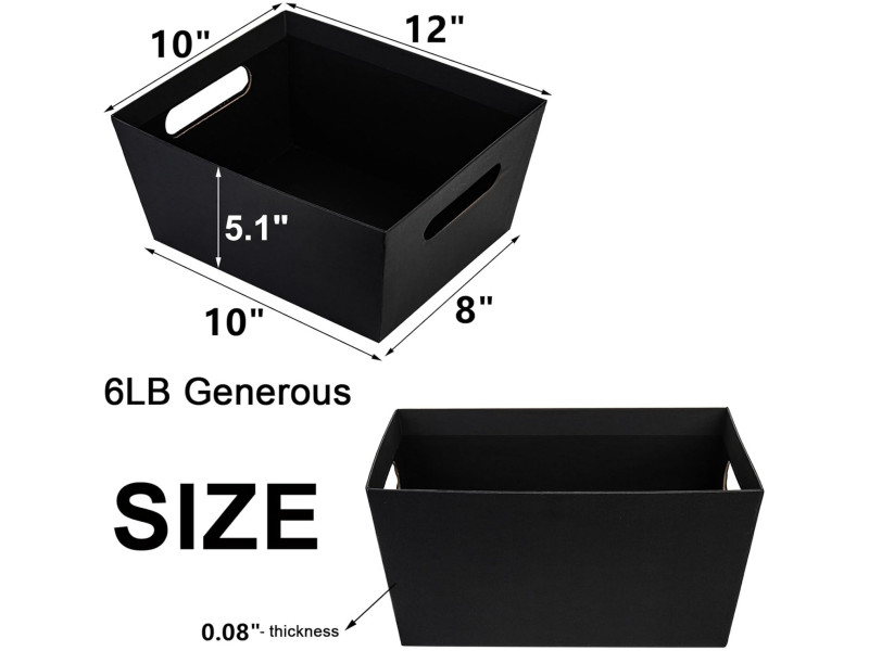 4 Pack Basket Empty, 12″ x 10″ Kraft Basket With Handle, 6 LB Cardboard Basket