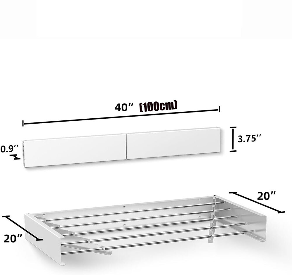 Laundry Drying Rack Collapsible, Wall Mounted, Clothes Drying Rack 40in/31.5in