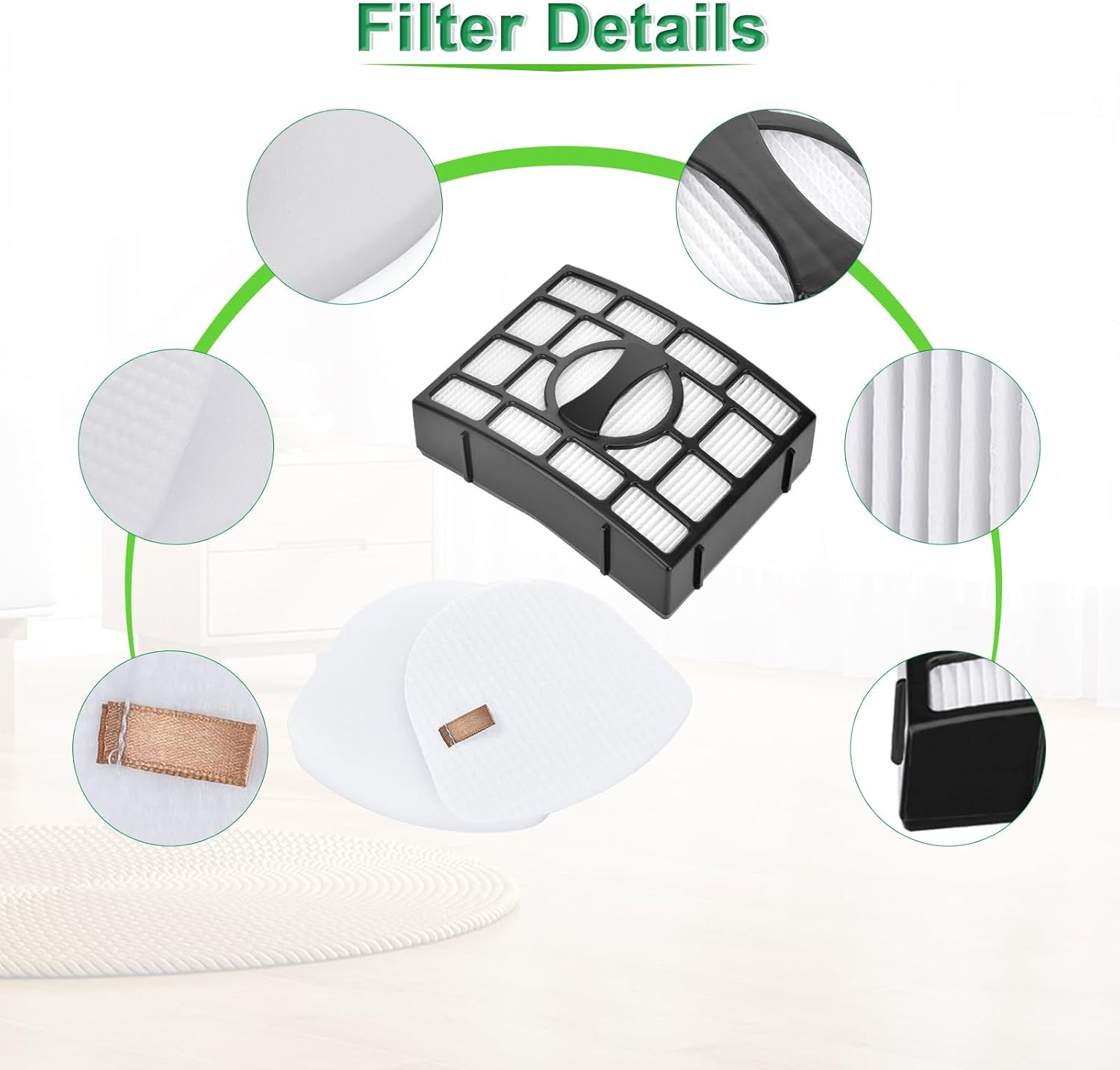 1+2 Pack Filter Replacement for Shark UV730 ZU561 UV725 CU530 UV650 ZU560 ZU562