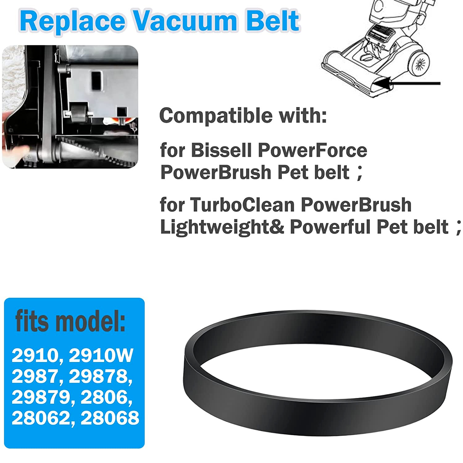 Vacuum Belt for Bissell Powerforce Powerbrush Pet and Turboclean Powerbrush