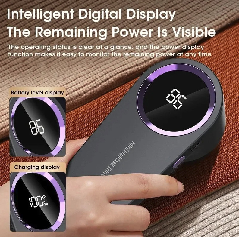 1pc LED Digital Electric Lint Remover USB Rechargeable Fabric Shaver – NEW