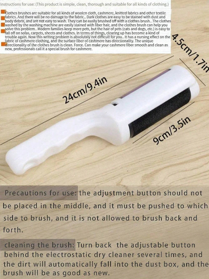 1pc Portable Lint Roller Static Brush Dry Cleaning Sticky Hair Remover Tool